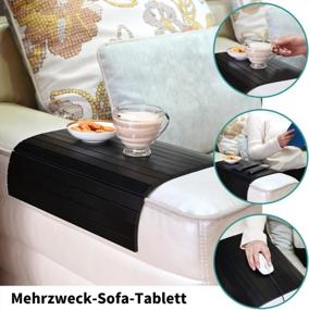 img 2 attached to Flexible And Foldable Sofa Tray Table By GEHE: The Perfect Armrest Companion For Drink And Snacks