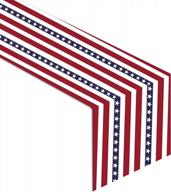 патриотическая акварельная скатерть - 4 июля и украшения ко дню памяти для вашей вечеринки в помещении и на открытом воздухе, кухни и обеденного стола - дизайн звезды и полосы в честь дня независимости - 13 х 72 дюйма логотип