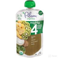 🍌 plum organics mighty 4 baby food pouches - banana, kiwi, spinach, greek yogurt & barley (6 pack, 4 ounce) - organic food squeeze for babies, kids, toddlers logo