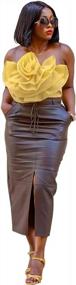 img 1 attached to Fashionable And Chic: High Waist Faux Leather Skirts With Front Split And Belt Pocket For Women