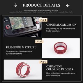 img 2 attached to 🚗 VW Volkswagen Accessories - LECART Red Metal Decal Stickers for Jetta Passat Golf Beetle Polo Volume VOL Tune Knob Covers - Enhance Car Interior Decoration Trims