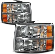 🔦 autosaver88 chevy silverado headlight assembly, 2007-2014 compatible, chrome housing, amber reflector, smoke lens логотип