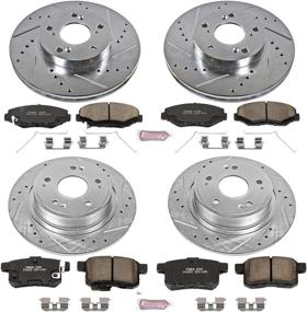 img 1 attached to 🔧 Upgraded Power Stop K5934 Brake Pad and Rotor Kit with Z23 Carbon Fiber, Drilled & Slotted Design for Front and Rear Axles