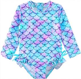 img 4 attached to UPF 50+ Sun Protection One-Piece Rash Guard With Long Sleeve Zipper For Girls