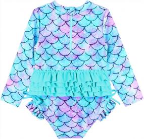 img 3 attached to UPF 50+ Sun Protection One-Piece Rash Guard With Long Sleeve Zipper For Girls