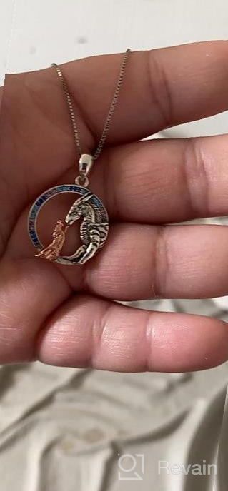 img 1 attached to Sterling Silver Animal Inspired Necklace Collection - Girl And Dragon, Girl And Wolf, Elephant Sloth, Rabbit Fox, Horse Dog Jewelry Gifts For Women And Teen Girls review by Eric Jackson
