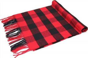 img 1 attached to Winter Essential: Achillea Classic Cashmere Feel Tartan Plaid Scarf For Men And Women