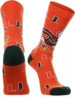 tck crew length socks for miami hurricanes fans - mayhem design logo