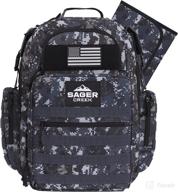 gray dad diaper bag backpack with changing pad - waterproof military diaper backpack for men with insulated compartment - sager creek logo