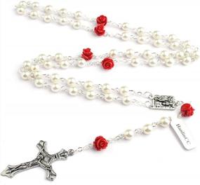 img 2 attached to 📿 Hedi HanlinCC 6mm Glass Pearl Beads Catholic Rosary with Lourdes Center Piece - Inspire Devotion with Exquisite Craftsmanship