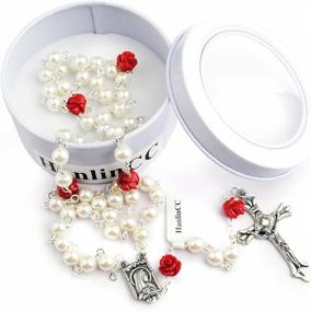 img 3 attached to 📿 Hedi HanlinCC 6mm Glass Pearl Beads Catholic Rosary with Lourdes Center Piece - Inspire Devotion with Exquisite Craftsmanship