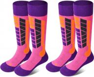 stay warm and comfortable on the slopes with soared winter ski socks - 2 pairs of high-performance knee-high snowboard socks for kids, women, and men logo