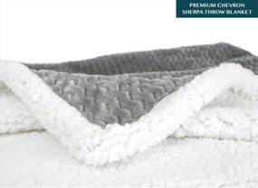 img 2 attached to Sherpa Chevron Blanket Throw - Super Soft Grey Fleece For Sofa & Couch, Plush And Fluffy Microfiber Decorative Zig Zag Pattern, 50X60 Inches