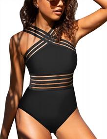 img 4 attached to Hilor Women'S Crossover Monokini: Stylish One Piece Swimsuit For Beach And Pool