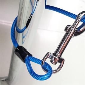 img 1 attached to 🐶 Premium Heavy Duty Dog Runner Tie Out Cable for Large Dogs, 250 lb Capacity - Coated Wire Rope, Soft Silicone Grip - 20 Feet Long-Blue