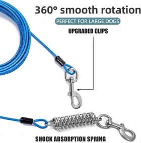 img 2 attached to 🐶 Premium Heavy Duty Dog Runner Tie Out Cable for Large Dogs, 250 lb Capacity - Coated Wire Rope, Soft Silicone Grip - 20 Feet Long-Blue