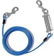 🐶 premium heavy duty dog runner tie out cable for large dogs, 250 lb capacity - coated wire rope, soft silicone grip - 20 feet long-blue logo