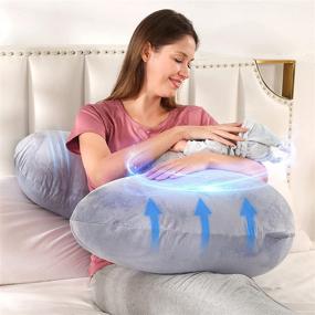 img 2 attached to 🤰 BATTOP Pregnancy Pillow: Cooling Washable Maternity Body Pillow for Comfortable Sleep and Support, Perfect New Mom Gift for Women - Dark Grey