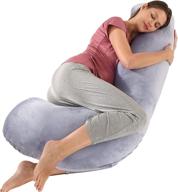 🤰 battop pregnancy pillow: cooling washable maternity body pillow for comfortable sleep and support, perfect new mom gift for women - dark grey логотип