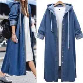 img 1 attached to Stay Warm And Trendy With QZUnique Women'S Plus Size Denim Windbreaker Coat
