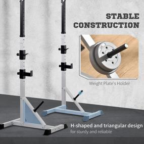 img 1 attached to Soozier Steel Height Adjustable Barbell Squat Rack & Bench Press Set - 23" X 29.75" X 69.25