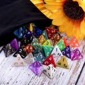 img 1 attached to AUSTOR 35 Pieces 4 Sided Dice Polyhedral Dice Set Mixed Color Game Dice Assortment With A Black Velvet Storage Bag For DND RPG MTG Table Games