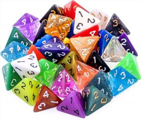 img 4 attached to AUSTOR 35 Pieces 4 Sided Dice Polyhedral Dice Set Mixed Color Game Dice Assortment With A Black Velvet Storage Bag For DND RPG MTG Table Games