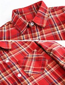 img 2 attached to 👚 Sleeves Button Gingham Flannel Girls' Toddler Clothing - Tops, Tees & Blouses