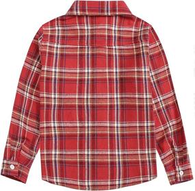 img 3 attached to 👚 Sleeves Button Gingham Flannel Girls' Toddler Clothing - Tops, Tees & Blouses