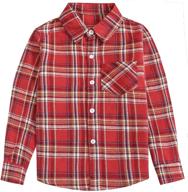 👚 sleeves button gingham flannel girls' toddler clothing - tops, tees & blouses логотип