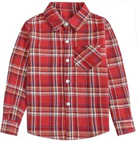 img 4 attached to 👚 Sleeves Button Gingham Flannel Girls' Toddler Clothing - Tops, Tees & Blouses