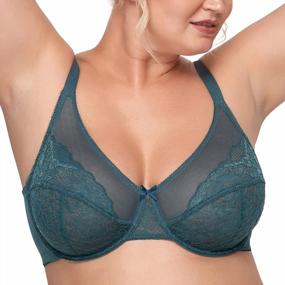 img 4 attached to Floral Lace Minimizer Underwire Bra For Women - Plus Size Full Coverage, Unlined And Unpadded