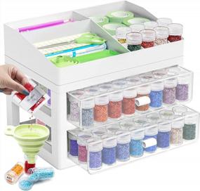 img 4 attached to ARTDOT Diamond Painting Storage Container With 2 Drawers, 96-Slot Bead Storage Bottles, And Tools Rack For Easy Access To Accessories