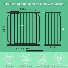 img 1 attached to 🚧 ALLAIBB Extra Wide Pressure Mounted Baby Gate Walk Through Child Kids Safety Toddler Tension - White, Long Large Pet Dog Gates - Kitchen doorway (57.48-62.20"/146-158cm, Black)