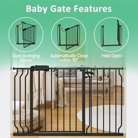 img 2 attached to 🚧 ALLAIBB Extra Wide Pressure Mounted Baby Gate Walk Through Child Kids Safety Toddler Tension - White, Long Large Pet Dog Gates - Kitchen doorway (57.48-62.20"/146-158cm, Black)