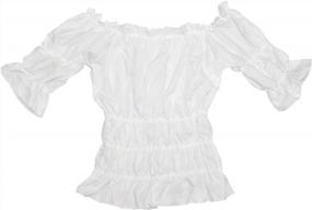 img 3 attached to Off-Shoulder Ruffle Crop Top Shirt For Women By Charmian - Short Sleeves
