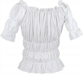 img 1 attached to Off-Shoulder Ruffle Crop Top Shirt For Women By Charmian - Short Sleeves