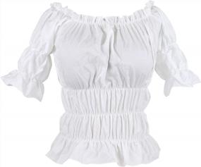img 2 attached to Off-Shoulder Ruffle Crop Top Shirt For Women By Charmian - Short Sleeves