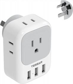 img 4 attached to TESSAN Power Adapter For USA To Australia, AU, Argentina, And Fiji - Type I Travel Adapter With 4 American Outlets And 3 USB Ports - Australia Power Plug Adaptor For New Zealand And China Travel