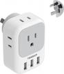 tessan power adapter for usa to australia, au, argentina, and fiji - type i travel adapter with 4 american outlets and 3 usb ports - australia power plug adaptor for new zealand and china travel logo
