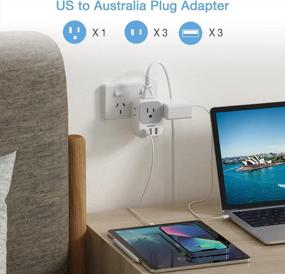 img 3 attached to TESSAN Power Adapter For USA To Australia, AU, Argentina, And Fiji - Type I Travel Adapter With 4 American Outlets And 3 USB Ports - Australia Power Plug Adaptor For New Zealand And China Travel