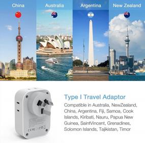 img 1 attached to TESSAN Power Adapter For USA To Australia, AU, Argentina, And Fiji - Type I Travel Adapter With 4 American Outlets And 3 USB Ports - Australia Power Plug Adaptor For New Zealand And China Travel