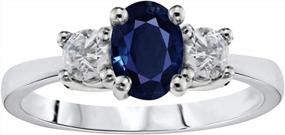 img 2 attached to 1.15Ctw Genuine Diamond And Oval Sapphire 3 Stone Ring In 14K White Gold By Voss+Agin