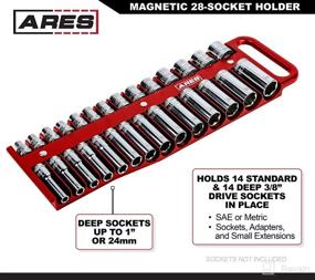 img 1 attached to 🔧 ARES 60161 - 3-Piece Magnetic Socket Holder Set in Red - 1/4-Inch, 3/8-Inch, and 1/2-Inch Socket Holders – Ideal for Standard and Deep Sockets - Sturdy Hold for 76 Sockets - Efficiently Organize Your Toolbox