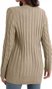 img 3 attached to Women'S Long Sleeve Cable Knit Cardigan Sweater Coat With Pockets Open Front Button Down Outerwear