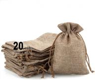 20 pack 5.5" x 4" burlap bags with drawstring - rustic storage sacks for favors, gifts, treats, goodies & more! logo