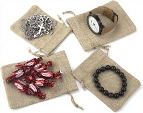 img 3 attached to 20 Pack 5.5" X 4" Burlap Bags With Drawstring - Rustic Storage Sacks For Favors, Gifts, Treats, Goodies & More!