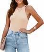 summer style must-have: kirundo women's ribbed knit halter tank tops for slim fit beach casuals logo