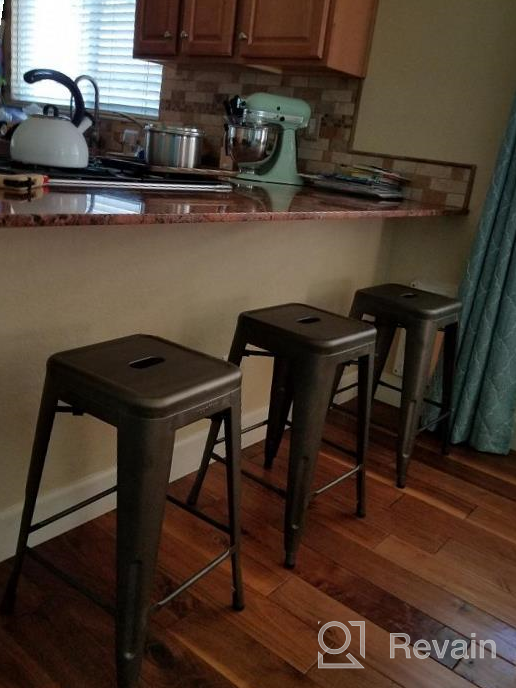 img 1 attached to Enhance Your Space With UrbanMod'S 24 Inches Metal Barstool Set Of 4 In Orange - Perfect For Home, Patio, Kitchen Island, Restaurant, And More! review by Benny Suazo