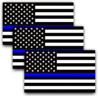 anley thin blue line us flag decal - 5x3 inch black white and blue reflective stripe american flag car stickers - show support for police and law enforcement officers (set of 3) логотип